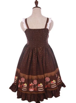 Cake Dessert Chocolate Printing Sweet Lolita Sling Dress -NAUS Lolita Shop 5 500x672 894