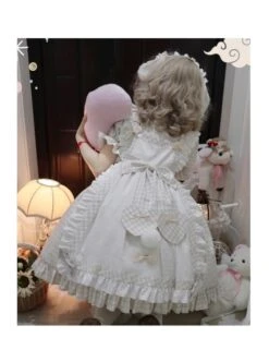 Alice Bunny Series OP Blue Plaid Doll Sleeve Bowknot Sweet Lolita Short Sleeve Dress -NAUS Lolita Shop 5 500x672 940