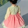 Spring Cute Maid Apron Floral Lace Lantern Sleeves Sweet Lolita Kids Long Sleeve Dress