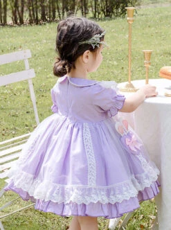 Rabbit Ears Hem Decoration Light Purple Doll Collar Children Sweet Lolita Kids Short Sleeve Dress -NAUS Lolita Shop 6 500x672 1004