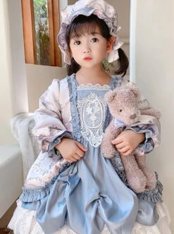 Palace Style Lace Flower Print Thickened Autumn Winter Cute Sweet Lolita Kids Long-Sleeved Dress -NAUS Lolita Shop 6 500x672 1029