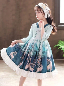 Elegant Chinese Style Classical Printing Children Classic Lolita Kids Half Sleeve Dress -NAUS Lolita Shop 6 500x672 1032