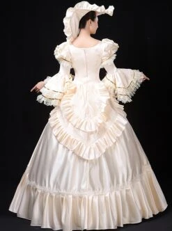 Beige Long Satin Delicate Lace Noble Elegant Royal Aristocratic Retro Court Prom Long Sleeve Dress -NAUS Lolita Shop 6 500x672 107