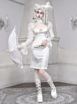 White Embossed Thorn Jacquard Sexy Hollow Stitching Lace-Up Slim Simple Gothic Sleeveless Dress 13 White Embossed Thorn Jacquard Sexy Hollow Stitching Lace-Up Slim Simple Gothic Sleeveless Dress -NAUS Lolita Shop 6 500x672 1084