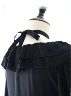 Pure Black Ruffles Gothic Lolita Long Sleeves Dress -NAUS Lolita Shop 6 500x672 11