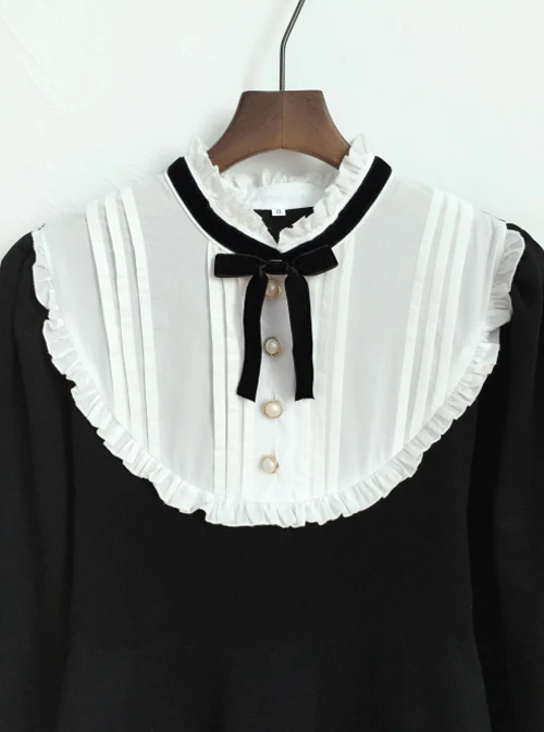 Black Cotton Classic Lolita Long Sleeve Dress 1 Black Cotton Classic Lolita Long Sleeve Dress