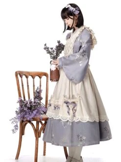 Pharmacy In The Clouds Series Chinese Style Han Elements Forest Vibes Gentle Sweet Light Purple Lolita Dress Apricot Overskirt Two Piece Set -NAUS Lolita Shop 6 500x672 137