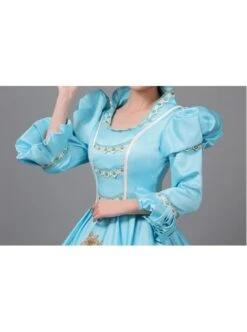 Sky Blue Long Simple Fresh Cinderella COS Drama Costume Retro Lolita Prom Dress -NAUS Lolita Shop 6 500x672 173