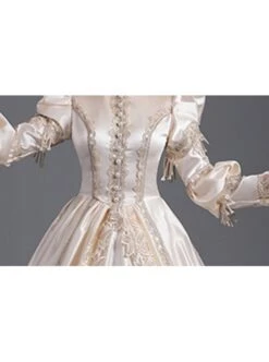 Champagne Noble Retro Style Long Sleeve Pearls Lace Love Decoration Prom Lolita Dress -NAUS Lolita Shop 6 500x672 174