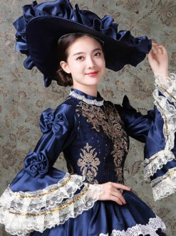 Palace Style Lace Embroidery Navy Blue Classic Lolita Prom Dress -NAUS Lolita Shop 6 500x672 189