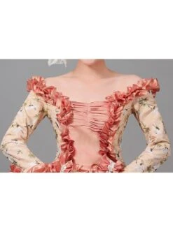 Light Brown Long Sleeve Dress Delicate Cuff Lace With Drawstring At The Back Dignified Elegant Birthday Party Prom Lolita Dress -NAUS Lolita Shop 6 500x672 193