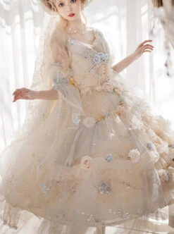 Gorgeous Flower Wedding Flower God Spirit Series JSK Gorgeous Heavy Industry Three-Dimensional Flower Sequin Classic Lolita Dress -NAUS Lolita Shop 6 500x672 248