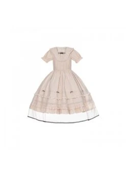 Letters And Poems Glazed Window Series Pattern Exquisite Embroidery Doll Collar Pleated Hem Bow Knot Apron Classic Lolita Dress Set -NAUS Lolita Shop 6 500x672 276