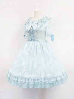 Dark Blue Short Sleeves With Flounce Hemline Lace Dress -NAUS Lolita Shop 6 500x672 320