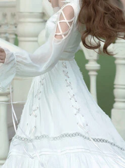 Dawn Sacrifice Series OP Pure White Elegant Long Style Classic Lolita Long Sleeve Dress -NAUS Lolita Shop 6 500x672 321
