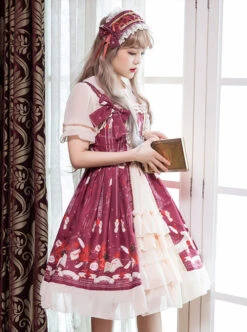 Rose Letter Paper Series Classic Lolita Sling Dress -NAUS Lolita Shop 6 500x672 323