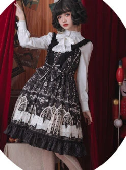 Louis Poker City Series JSK Lace Bowknot Classical Lolita Sling Dress -NAUS Lolita Shop 6 500x672 336