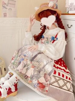 Secret Forest Tea Party Series JSK Cute Animal Print Bow Knots Button Decoration Classic Lolita Sleeveless Dress Set -NAUS Lolita Shop 6 500x672 338