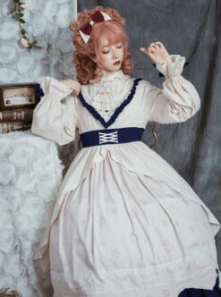 North Mirror Flower Series OP Classic Lolita Nordic Court Style Autumn Winter Long Sleeve Dress -NAUS Lolita Shop 6 500x672 343