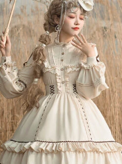 Shepherdess Series Elegant Pastoral Style Classic Lolita Detachable Hem Long Sleeve Dress -NAUS Lolita Shop 6 500x672 352