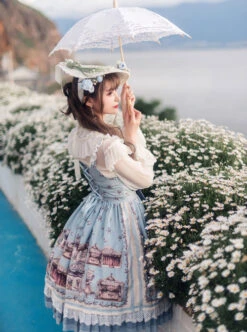 Box Theater Series JSK Printing Embroidery Normal Waist Classic Lolita Sling Dress -NAUS Lolita Shop 6 500x672 387