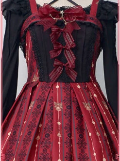 Alice's Christmas Series JSK Classic Lolita Wine Red Sling Dress -NAUS Lolita Shop 6 500x672 393