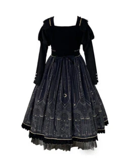 Starshine Stone Series OP Classic Lolita Velour Printing Long Sleeve Dress -NAUS Lolita Shop 6 500x672 410