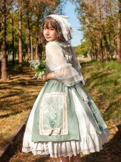 Elegant Embroidered Lace Rose Jacquard Fabric Ruffle Hem Classic Lolita Sleeveless Dress -NAUS Lolita Shop 6 500x672 421