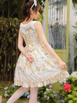 Magic Tea Party Kitty And Orange Sauce Series Classic Lolita Sleeveless Dress Version 1 -NAUS Lolita Shop 6 500x672 44