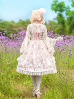 Flower Floral Printing JSK Mid-Length Elegant Classic Lolita Lace Sleeveless Dress -NAUS Lolita Shop 6 500x672 451