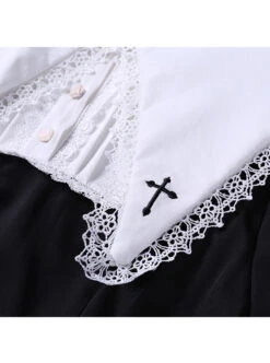 Unknown Poem Series Cross Embroidery Gothic Lolita Black Long Sleeve Dress -NAUS Lolita Shop 6 500x672 482