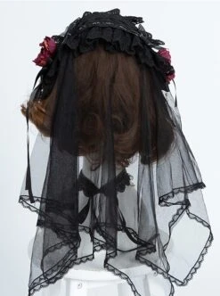Day Night Light Series Gorgeous Noble Elegant Palace Style Dark Black Gothic Lolita Black Wedding Dress Veil Full Set -NAUS Lolita Shop 6 500x672 491