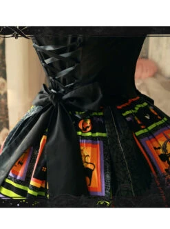 Magic Tea Party Black Spider Web Witch Castle Halloween Gothic Lolita Sling Dress -NAUS Lolita Shop 6 500x672 492
