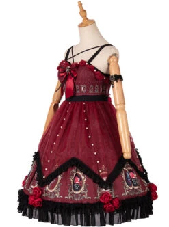 The Split Love Series Rose Gothic Lolita Red Sling Dress -NAUS Lolita Shop 6 500x672 516