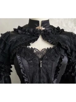 Black Lace Sling Corset Tail Top Flared Long Sleeve Fashion Ruffle Shawl Gothic Lolita Dress Set -NAUS Lolita Shop 6 500x672 525