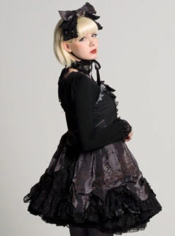Black Chiffon Lace-up Gothic Lolita Sling Dress -NAUS Lolita Shop 6 500x672 570