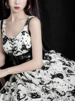 Diamond Star Meow Series Darkness Gothic Lolita Sling Dress -NAUS Lolita Shop 6 500x672 572