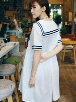 Navy Style Loose Short Sleeve School Lolita Dress 13 Navy Style Loose Short Sleeve School Lolita Dress -NAUS Lolita Shop 6 500x672 589