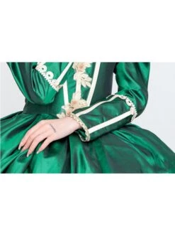 Dark Green Stand Collar Long Sleeve Fluffy Trailing Hem Retro Court Prom Lolita Dress -NAUS Lolita Shop 6 500x672 68