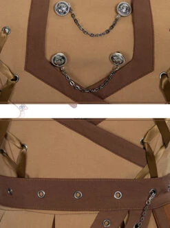 Dawn Series JSK Retro Military Style Punk Lolita Sling Dress And Cape -NAUS Lolita Shop 6 500x672 846