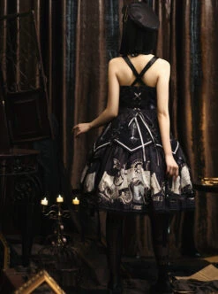Pirate Boat Series JSK Retro Darkness Punk Lolita Sling Dress -NAUS Lolita Shop 6 500x672 851