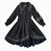 Loyal Chariot Series Military Style Handsome Detachable Brooch Irregular Hem Design Punk Lolita Long-Sleeved Dress Set