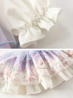 Cute Rabbits Printing Sweet Lolita Light Blue Children Long Sleeve Dress -NAUS Lolita Shop 6 500x672 869