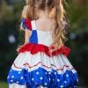 High Saturation Red Blue White Contrast Color Ruffles Polka Dots 3D White Rabbit Kid Sweet Lolita Sleeveless Lantern Dress