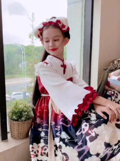 Cute Panda Series Printing Chinese Style Autumn Winter Children Sweet Lolita Kids Long Sleeve Dress -NAUS Lolita Shop 6 500x672 898