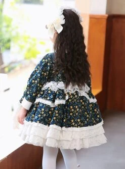 Pastoral Style Floral Lace Multilayer Ruffle Lace Hem Fall Kids Classic Lolita Long Sleeve Dress -NAUS Lolita Shop 6 500x672 906