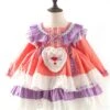 Spring Autumn Sweet Purple Pink Stitching Lace Love Embroidery Classic Lolita Kids Long-Sleeved Dress