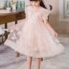Sweet Princess Gradient Hem Colorful Jacquard Butterfly Sequin Decoration Children Lolita Kids Cute Puff Sleeves Dress
