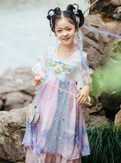 Chinese Style Chiffon Embroidery Ink Sequin Bow Decoration Layered Skirt Kids Hanfu Dress -NAUS Lolita Shop 6 500x672 942