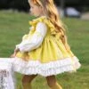 Daisy Yellow Asymmetrical 3D Flower Decoration Round Neck Vitality Sweet Lolita Kid Cute Fluffy Princess Dress